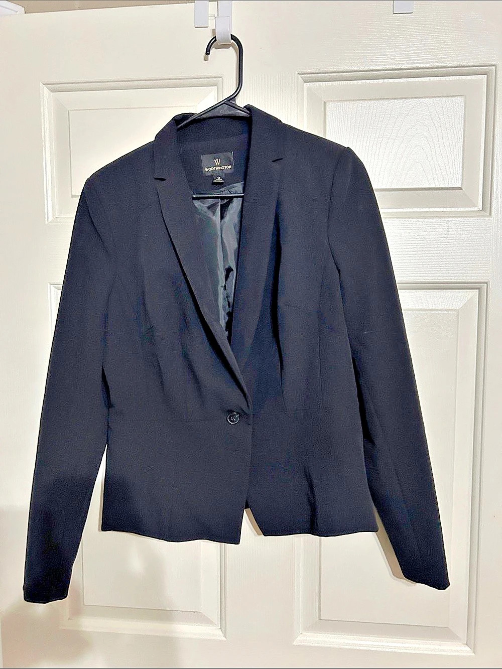 Worthington Single-Button Peplum Blazer Black